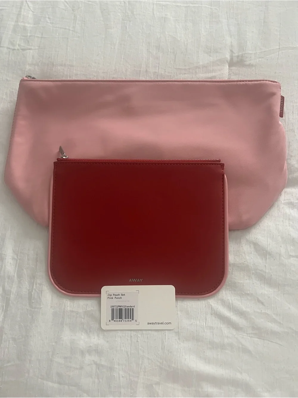 Away Pink and Red Double Pouch Set